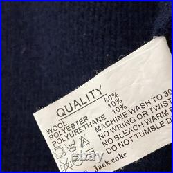 Jack Coke Shawl Collar Wool Knit Cardigan Shacket Sweater Navy Blue Rib Medium