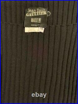 Jean Paul Gaultier Black Ribbed Wool Sweater Top Florentine Neck Bell Sleeves Me