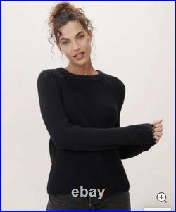 Jenni Kayne Cotton Fisherman Sweater Crewneck Medium Black