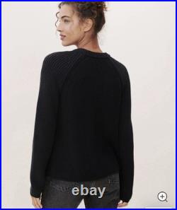Jenni Kayne Cotton Fisherman Sweater Crewneck Medium Black