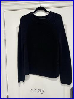 Jenni Kayne Cotton Fisherman Sweater Crewneck Medium Black