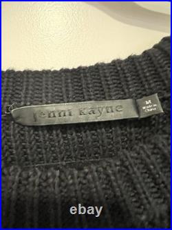 Jenni Kayne Cotton Fisherman Sweater Crewneck Medium Black