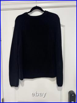 Jenni Kayne Cotton Fisherman Sweater Crewneck Medium Black