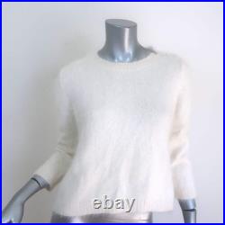 Jenni Kayne Pearl-Embellished Crewneck Sweater Cream Angora-Blend Size Medium