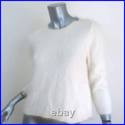 Jenni Kayne Pearl-Embellished Crewneck Sweater Cream Angora-Blend Size Medium