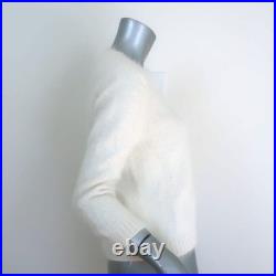 Jenni Kayne Pearl-Embellished Crewneck Sweater Cream Angora-Blend Size Medium