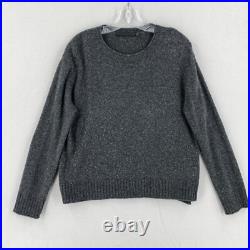 Jenni Kayne Pullover Sweater Womens Medium Gray Crew Neck Wool Cashmere Blend