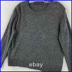 Jenni Kayne Pullover Sweater Womens Medium Gray Crew Neck Wool Cashmere Blend