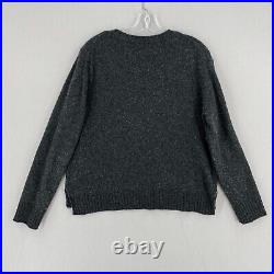 Jenni Kayne Pullover Sweater Womens Medium Gray Crew Neck Wool Cashmere Blend