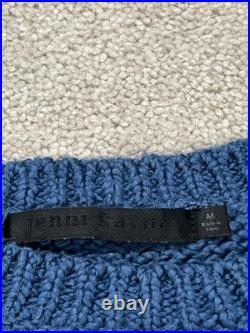 Jenni Kayne Sweater Womens Medium Blue Crew Neck Pullover Cotton Casual