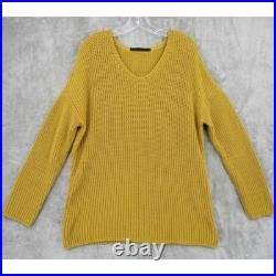 Jenni Kayne Sweater Womens Medium Fisherman Organic Cotton Jumper Ribbed Mustard