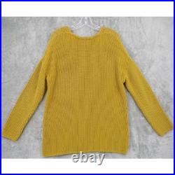 Jenni Kayne Sweater Womens Medium Fisherman Organic Cotton Jumper Ribbed Mustard