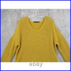 Jenni Kayne Sweater Womens Medium Fisherman Organic Cotton Jumper Ribbed Mustard