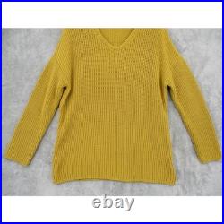 Jenni Kayne Sweater Womens Medium Fisherman Organic Cotton Jumper Ribbed Mustard