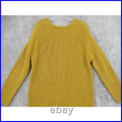 Jenni Kayne Sweater Womens Medium Fisherman Organic Cotton Jumper Ribbed Mustard