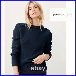 Jenni Kayne Women's Cotton Fisherman Sweater in Navy Size Medium