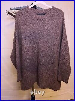 Jenni Kayne Women's Size Medium Oversized Sweater 70% Baby Alpaca 7% Wool Brown