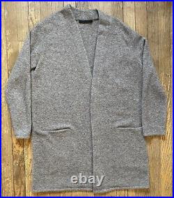 Jenni Kayne Womens Cardigan Merino Wool Yak Open Front Oatmeal Gray Size Medium