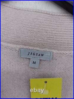Jigsaw Women's Cardigan M Pink Wool with Cashmere V-Neck Cardigan