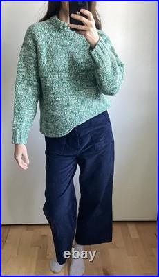 Jigsaw Wool Jumper Green Marl Speckled Chunky Crew Neck Size M