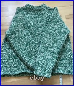 Jigsaw Wool Jumper Green Marl Speckled Chunky Crew Neck Size M
