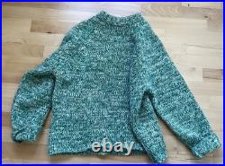 Jigsaw Wool Jumper Green Marl Speckled Chunky Crew Neck Size M
