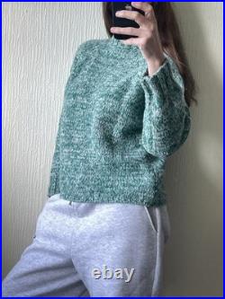 Jigsaw Wool Jumper Green Marl Speckled Chunky Crew Neck Size M