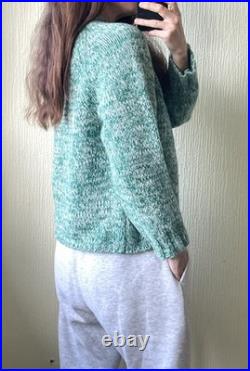 Jigsaw Wool Jumper Green Marl Speckled Chunky Crew Neck Size M