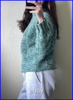 Jigsaw Wool Jumper Green Marl Speckled Chunky Crew Neck Size M