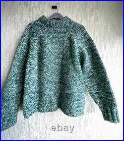 Jigsaw Wool Jumper Green Marl Speckled Chunky Crew Neck Size M