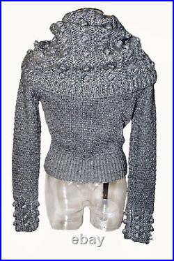 John Galliano Christian Dior Cable Knit Pom Pom Details Oversized Neck Sweater