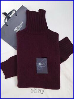 Johnston's of Elgin Cashmere Jumper Sweater Melange Black & Maroon New Luxury