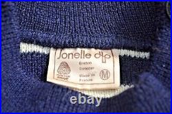 Jonelle Vintage Navy Striped Breton Sweater 100% Wool Jumper M Made in France