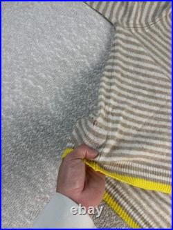 Jumper 1234 Sweater Womens Medium Beige Stripe Crewneck Cashmere Yellow Trim