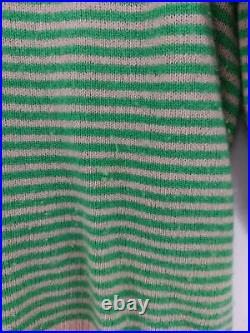 Jumper 1234 Women's Cardigan M Green Striped 100% Cashmere V-Neck Cardigan