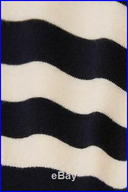 KHAITE Striped Navy White Wool Ursula Sweater M NEW