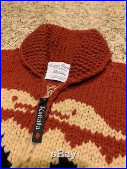 Kanata Sweater Hand Knit Cowichan Unisex 100% Super Fine Merino 19 Micron