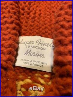 Kanata Sweater Hand Knit Cowichan Unisex 100% Super Fine Merino 19 Micron