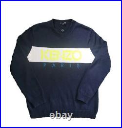 Kenzo Paris Mens Medium sweater jumper navy illuminous yellow white Brand New