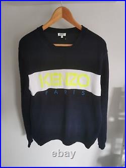 Kenzo Paris Mens Medium sweater jumper navy illuminous yellow white Brand New