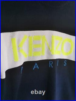 Kenzo Paris Mens Medium sweater jumper navy illuminous yellow white Brand New