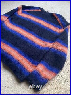 Kenzo Striped Alpaca Knit Mohair Sweater'Midnight' Medium
