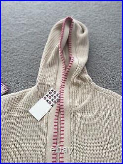 Kerri Rosenthal Shrug Sweater Women Ivory Knit Preppy Smiley Face Sz M NWT