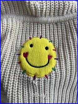 Kerri Rosenthal Shrug Sweater Women Ivory Knit Preppy Smiley Face Sz M NWT