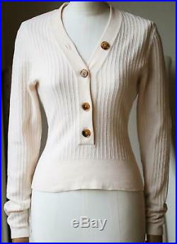Khaite Gloria V-neck Ribbed Knit Sweater Medium