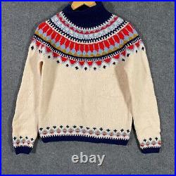 L. L. Bean Jumper Mens Medium Blue White Norway Nordic Sweater Scandinavian 7W