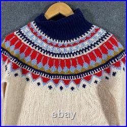 L. L. Bean Jumper Mens Medium Blue White Norway Nordic Sweater Scandinavian 7W