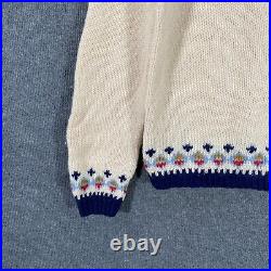 L. L. Bean Jumper Mens Medium Blue White Norway Nordic Sweater Scandinavian 7W