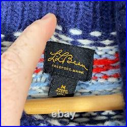 L. L. Bean Jumper Mens Medium Blue White Norway Nordic Sweater Scandinavian 7W