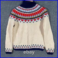 L. L. Bean Jumper Mens Medium Blue White Norway Nordic Sweater Scandinavian 7W